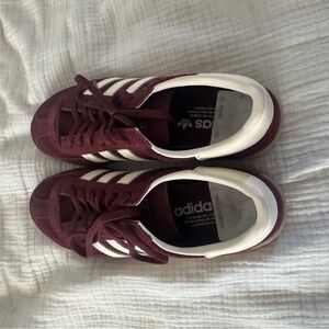 Adidas Women's Maroon and White Sneakers